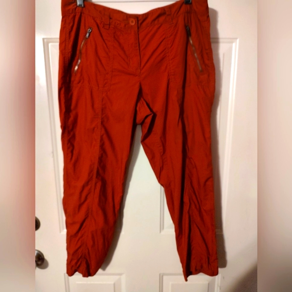 🍂 Fabulous Loft Rich Sienna Burnt Orange Ankle Active Wear Cargo Pants - 10 - Picture 9 of 14